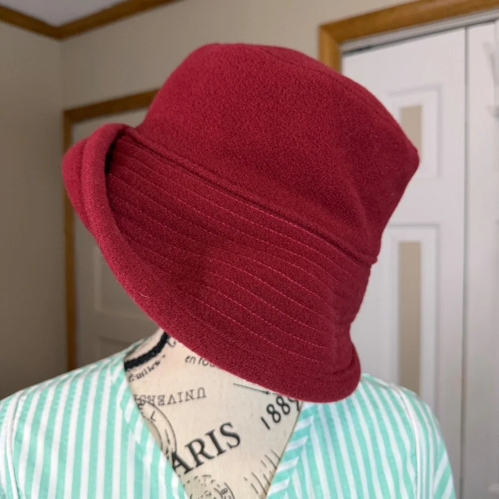 Eddie Bauer Burgundy‎ Wool Blend Bucket Hat One Size Made in USA Warm Winter